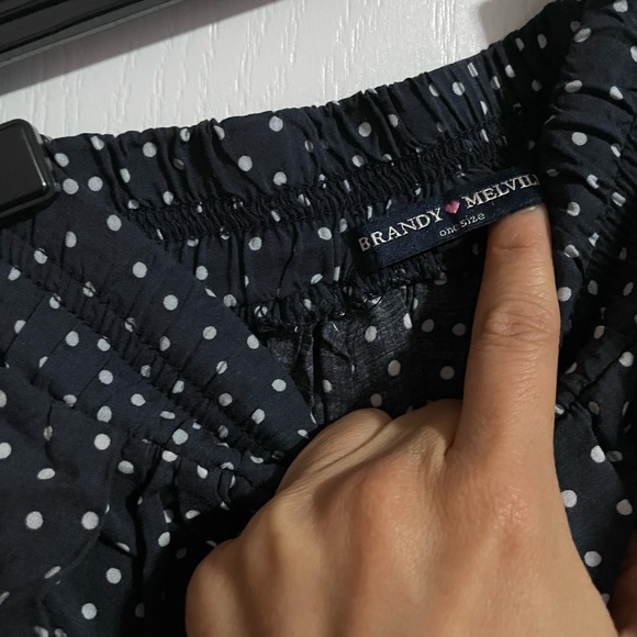 Brandy Melville, flowy skirt. 13-14”. Deep navy blue w/white polka dots - Picture 2 of 2